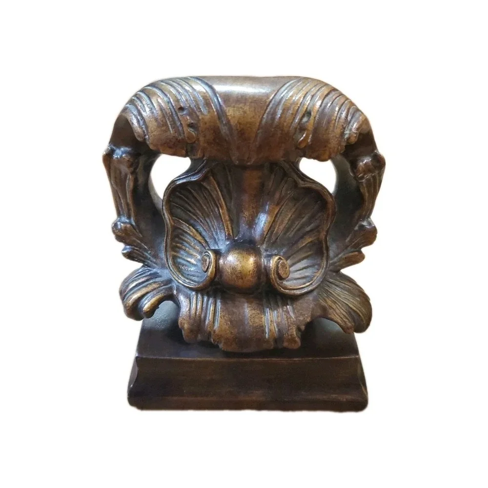 Set Of Two Resin High Bronze Shell Design Bookends Ornate Solid‎ Heavy